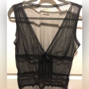 Black polka dot sheer top